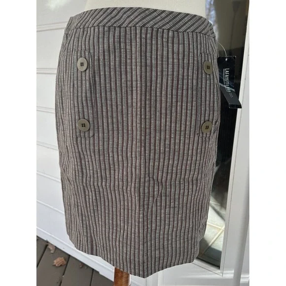 lafayette 148 new york Sz. 4 brown and blue striped skirt - Picture 2 of 9